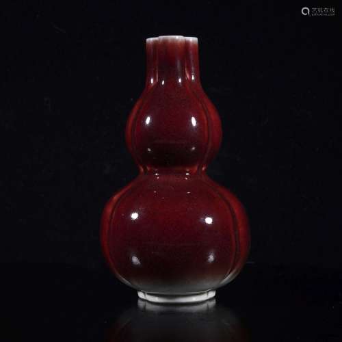 QING, THREE-SPOUTED ALTAR RED VASE