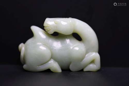 QING, WHITE JADE CARVING OF A RECUMBENT CAMEL