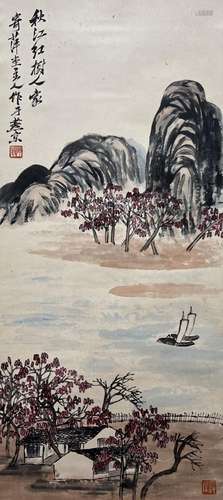 QI BAISHI, RIVER BANK SCENERY