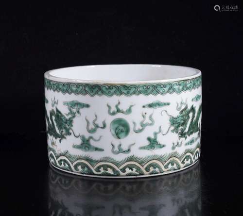 QING, GREEN DRAGON PATTERN BRUSH JAR