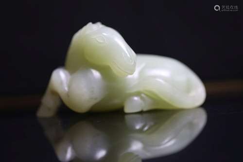 QING, JADE CARVING OF A RECUMBENT HORSE