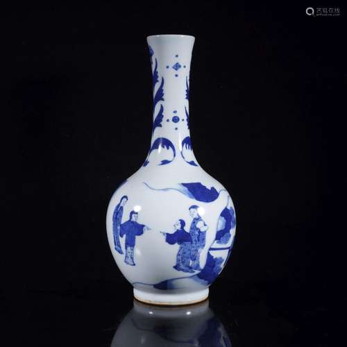 BLUE AND WHITE PANORAMIC VASE