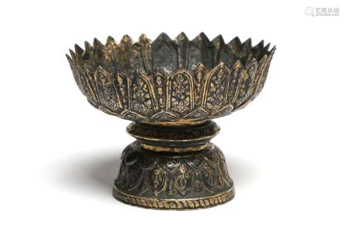 A gilded silver niello stem tray decorated and engraved with...