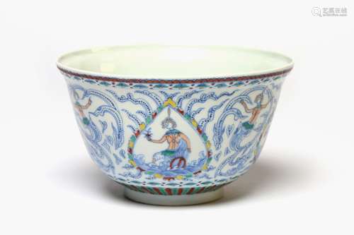 A rare and fine Benjarong bowl painted with the Deities of t...