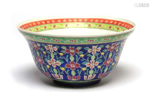 A rare and fine Benjarong bowl painted with scrolling floral...