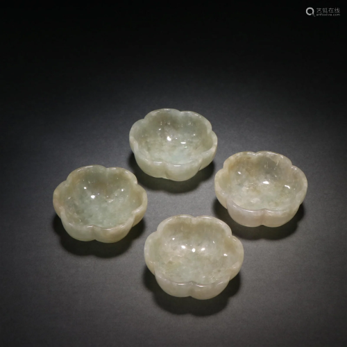 A Set of Jadeite Lotus Cups
