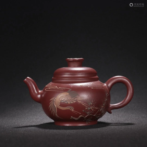A Fine Zisha Painted Teapot