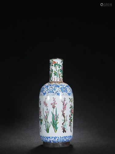 A Fine Bronze Enamel 'Twelve Flower Gods' Bottle