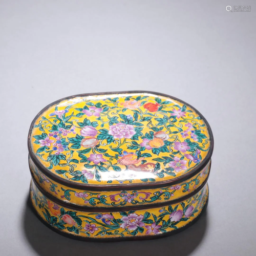 A Fine Copper-Enamel 'Flower' Box With Cover