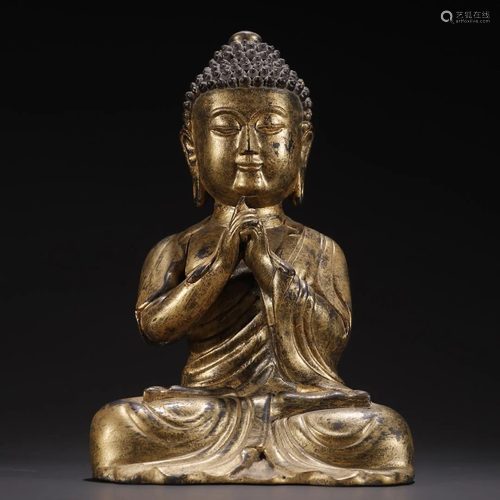 A Fine Gilt-bronze Figure of Shakyamuni