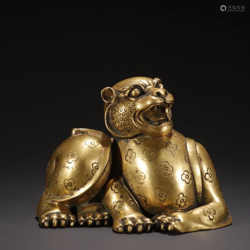 A Fine Gilt-bronze Beast Ornament