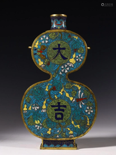 A Rare and Top Cloisonee Enamel 'Da Ji' Gourd Vase