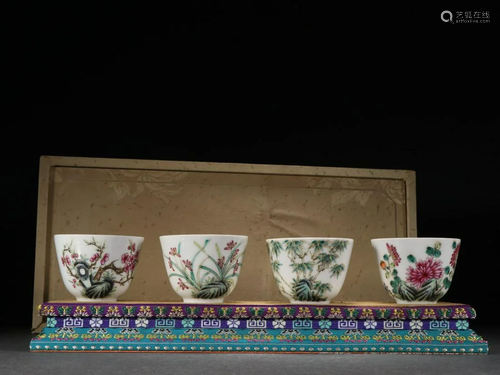 A Set of Famille-rose 'Mei Lan Zhu ju' Cups