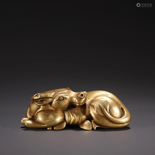 A Fine Gilt-bronze Beast Ornament