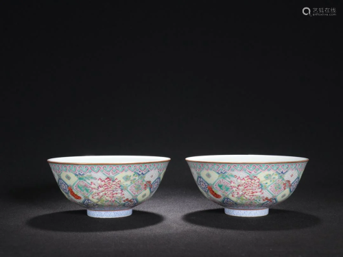 A Pair of Rare Famille-rose Bowls