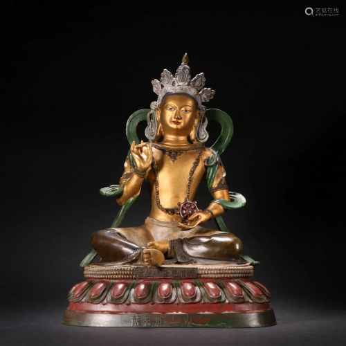 A Fine Gilt-bronze Painted Statue of Kongzo Bodhisattva