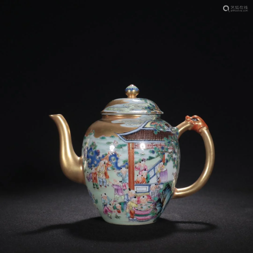 A Fine Famille-rose Character Story Teapot