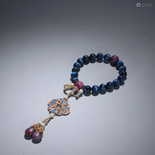 A String of Fine Sapphire and Ruby Beads