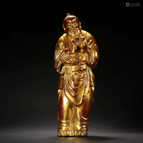 A Fine Wood Paint Gold Figure of Buddha