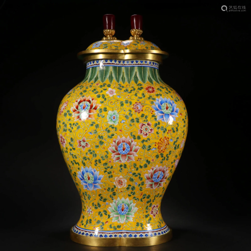A Rare Bronze Enamel 'Flower' Vase