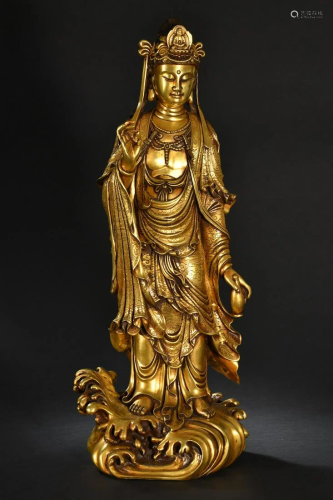 A Tall Gilt-bronze Figure of Buddha