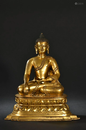 A Fine Gilt-bronze Figure of Shakyamuni