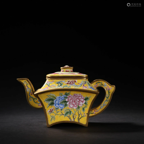 A Rare Bronze Enamel Teapot
