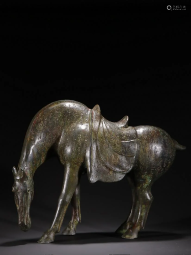 A Rare Bronze Horse With Poetry Pattern