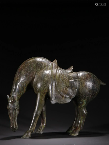 A Rare Bronze Horse With Poetry Pattern