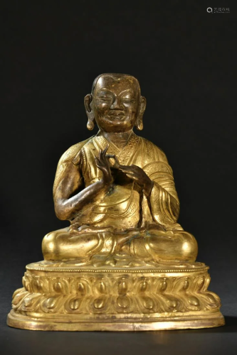A Fine Gilt-bronze Figure of Guru