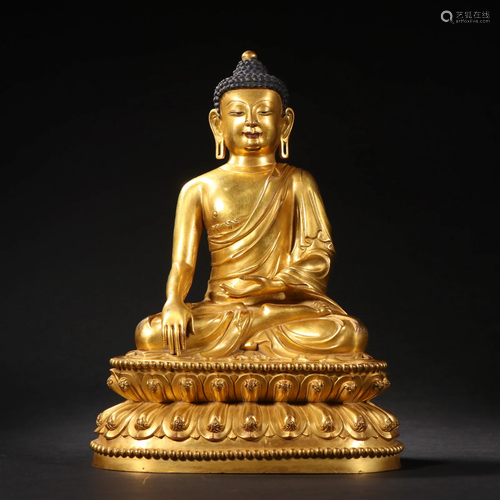 A Fine Gilt-bronze Figure of Shakyamuni