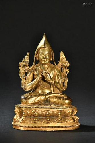 A Fine Gilt-bronze Figure of Zongkeba