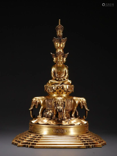 A Fine Gilt-bronze Figure of Buddha Ornament