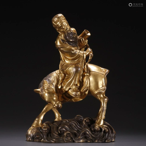 A Rare Gilt-bronze Lao Tzu Out of Customs Ornament