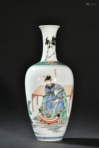 A Fine Wucai Character Story Vase