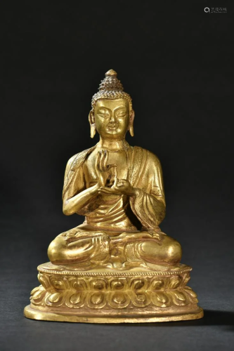 A Fine Gilt-bronze Figure of Shakyamuni