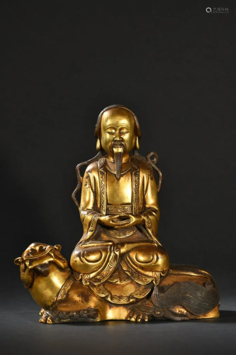 A Fine Gilt Bronze Taoist Buddha Statue