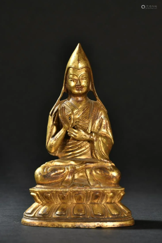 A Fine Gilt-bronze Figure of Zongkaba