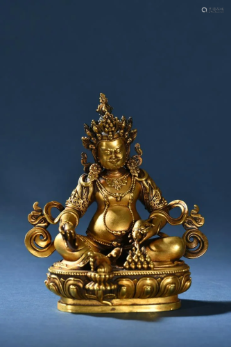 A Fine Gilt bronze statue of God of Wealth and Buddha