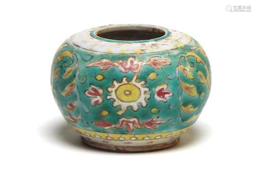A Benjarong jarlet painted with continuous scrolling floral ...