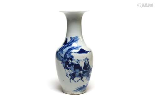 A blue and white porcelain vase painted with painted with no...