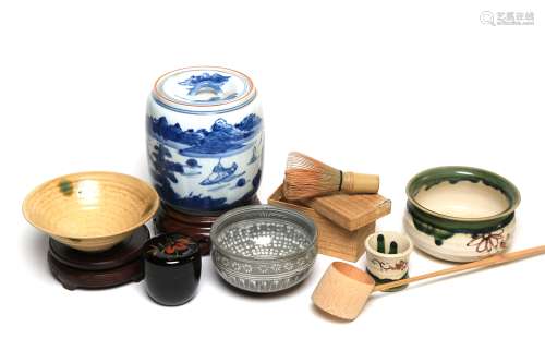 A Japanese tea set with wooden box