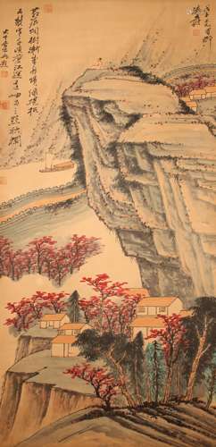 A Chinese Mountain-view Fortune Scroll