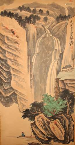 A Chinese Mountain-view Fortune Scroll