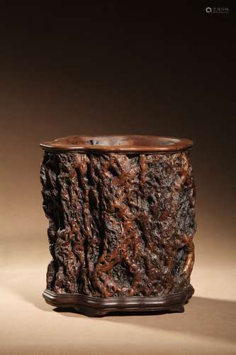 A WOOD BRUSHPOT,QING DYNASTY