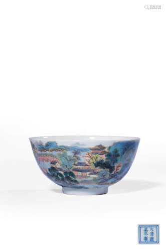 A YANGCAI‘FIGURE’BOWL,,MARK AND PERIOD OF YONGZHENG