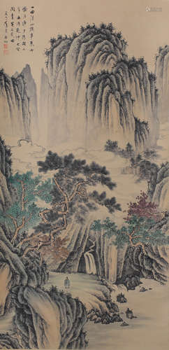 A LANDSCAPE PAINTING 
PAPER SCROLL
QI GONG MARK