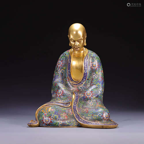 A CLOISONNE ENAMEL FIGURE OF BUDDHA,QING DYNASTY