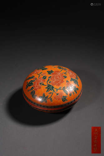 A LACQURE ‘PEONY’BOX,MARK AND PERIOD OF XUANDE
