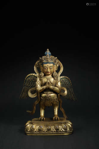 A GILT-BRONZE FIGURE OF BUDDHA,QING DYNASTY